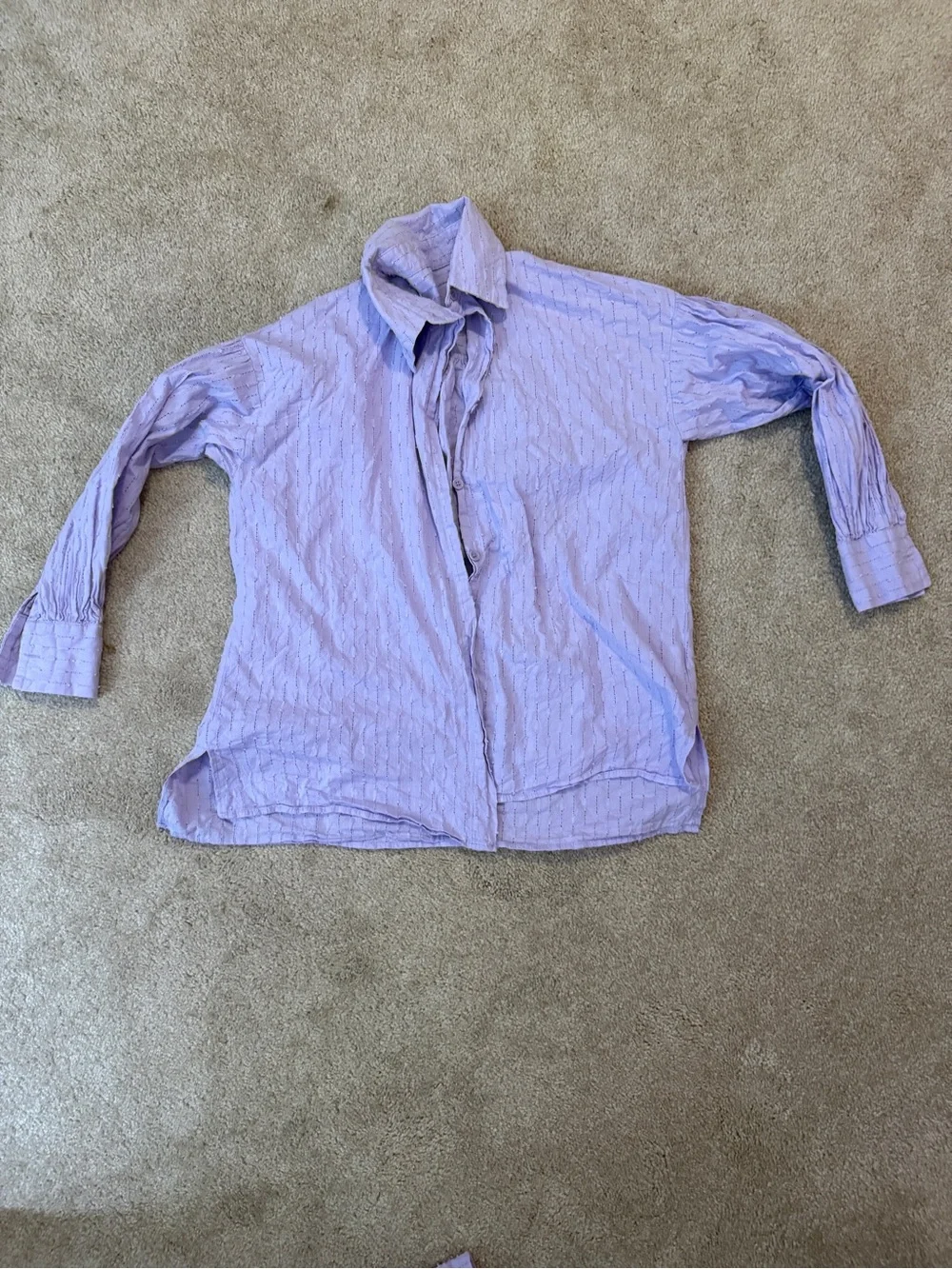 Women's Lavender Two-Piece Lounge Set - Button Shirt & Shorts